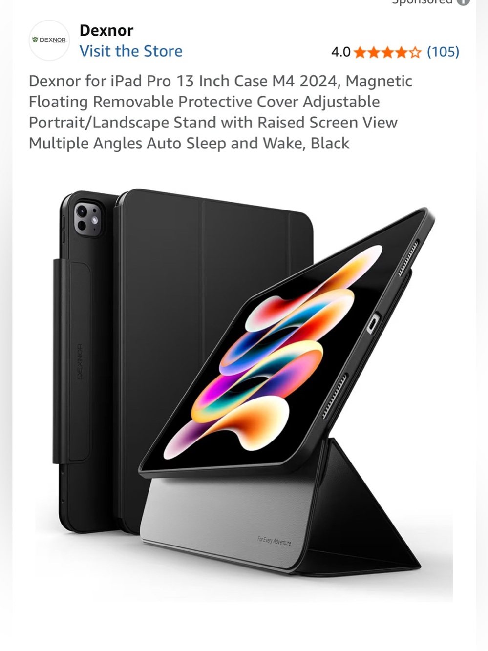 NWT Dexnor for iPad Pro 13 Inch Case M4 2024 Color Black